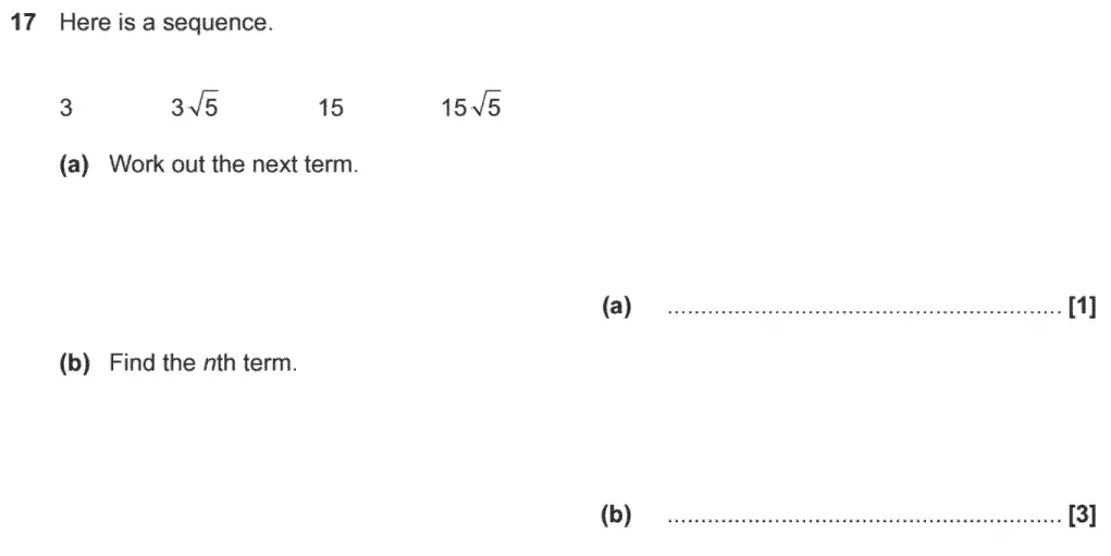 Question 17 - GCSE OCR Higher Maths Past Paper 6 (Calculator) - November 2020
