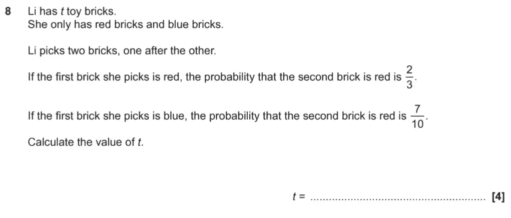 Question 8 - GCSE OCR Higher Maths Past Paper 6 (Calculator) - November 2020