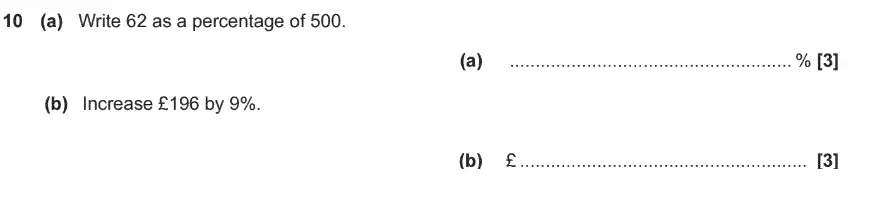 Question 10 - GCSE OCR Foundation Maths Past Paper 1 (Calculator) - November 2017