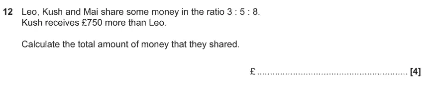 Question 12 - GCSE OCR Foundation Maths Past Paper 1 (Calculator) - November 2017
