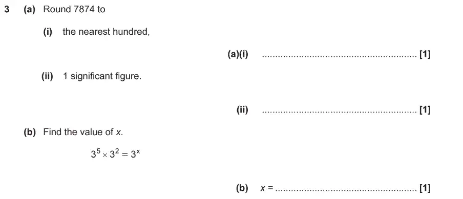 Question 3 - GCSE OCR Foundation Maths Past Paper 1 (Calculator) - November 2017