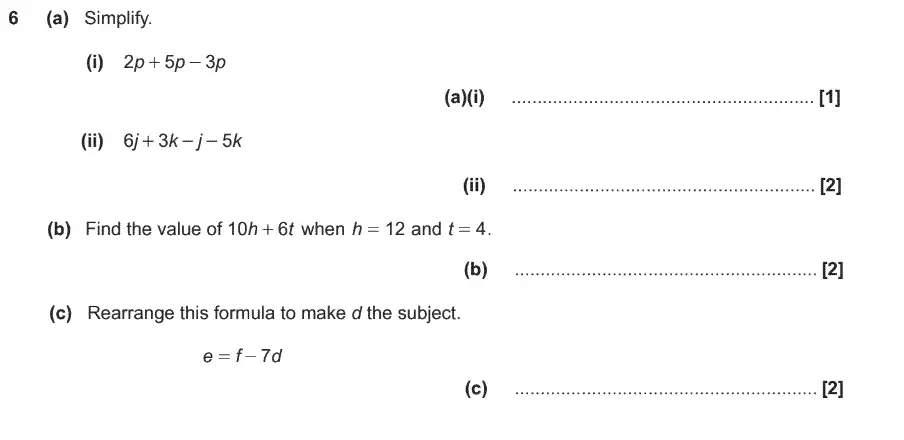 Question 6 - GCSE OCR Foundation Maths Past Paper 1 (Calculator) - November 2017