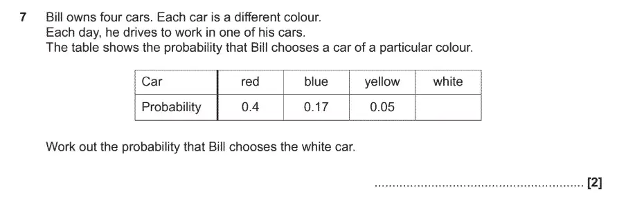 Question 7 - GCSE OCR Foundation Maths Past Paper 1 (Calculator) - November 2017