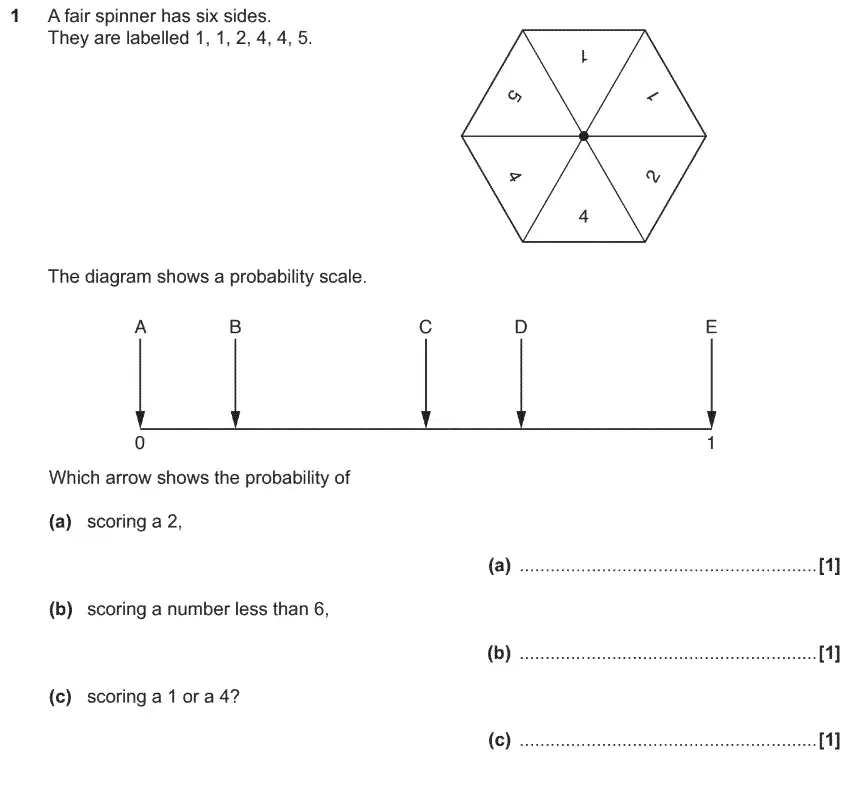 Question 1 - GCSE OCR Foundation Maths Past Paper 2 (Non-Calculator) - November 2017