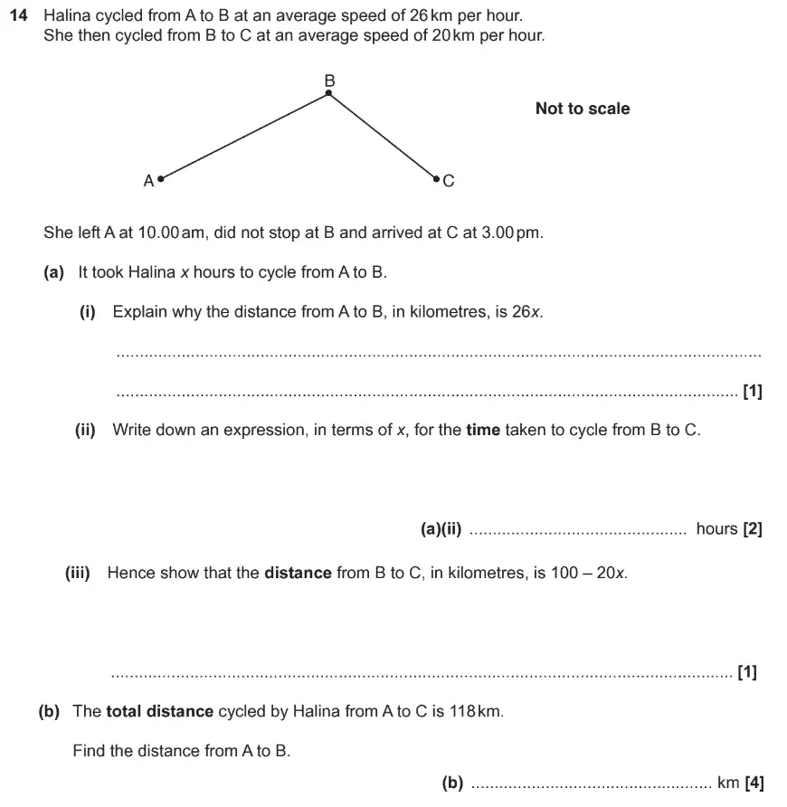 Question 14 - GCSE OCR Foundation Maths Past Paper 2 (Non-Calculator) - November 2017