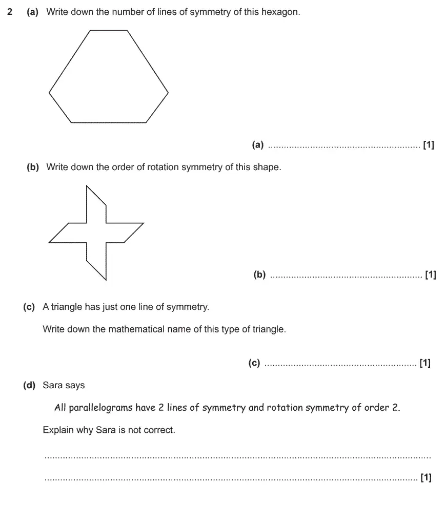 Question 2 - GCSE OCR Foundation Maths Past Paper 2 (Non-Calculator) - November 2017