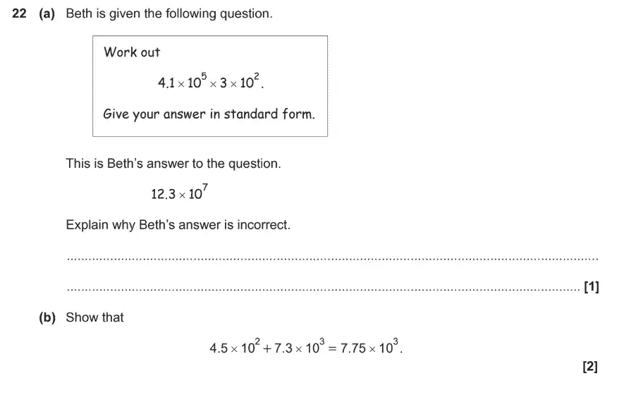 Question 22 - GCSE OCR Foundation Maths Past Paper 2 (Non-Calculator) - November 2017