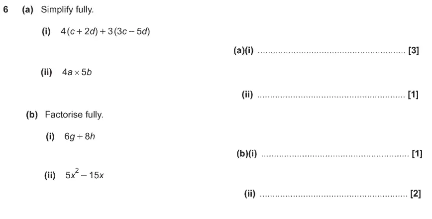Question 6 - GCSE OCR Foundation Maths Past Paper 2 (Non-Calculator) - November 2017