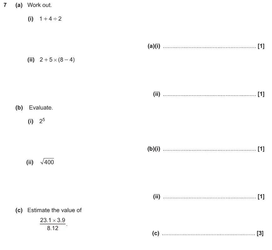 Question 7 - GCSE OCR Foundation Maths Past Paper 2 (Non-Calculator) - November 2017