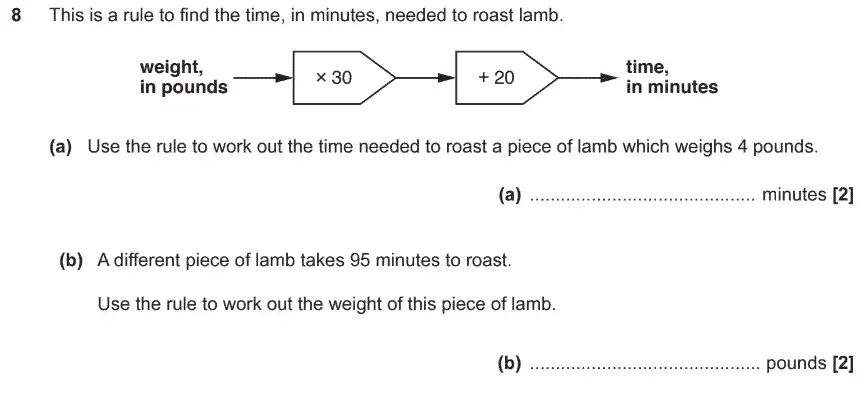 Question 8 - GCSE OCR Foundation Maths Past Paper 2 (Non-Calculator) - November 2017