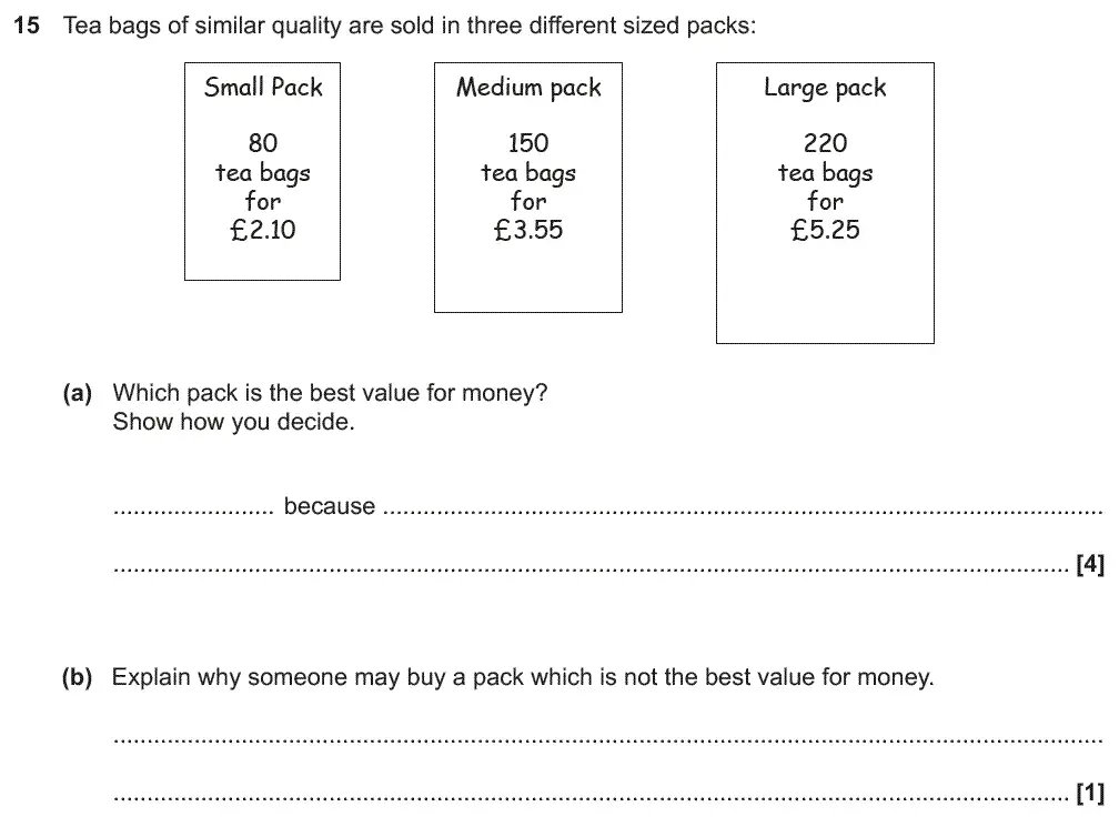 Question 15 - GCSE OCR Foundation Maths Past Paper 1 (Calculator) - November 2018