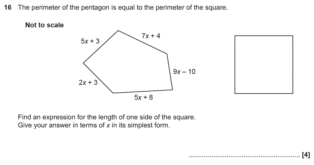 Question 16 - GCSE OCR Foundation Maths Past Paper 1 (Calculator) - November 2018