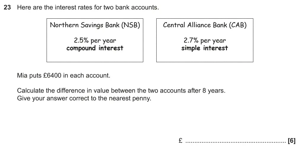 Question 23 - GCSE OCR Foundation Maths Past Paper 1 (Calculator) - November 2018