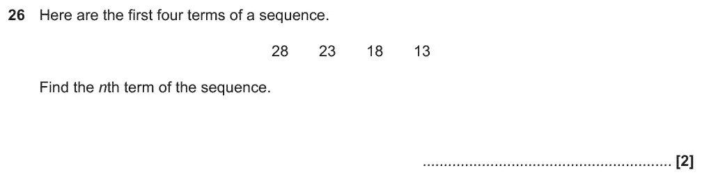 Question 26 - GCSE OCR Foundation Maths Past Paper 1 (Calculator) - November 2018