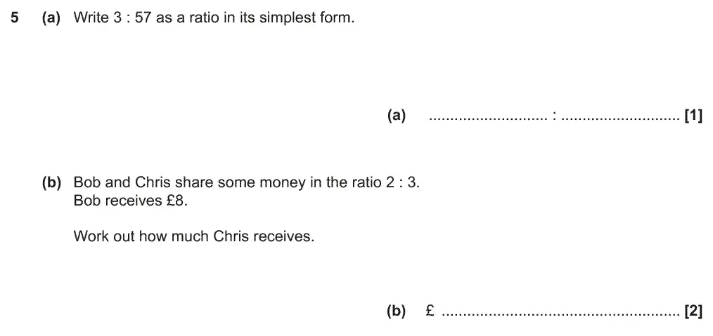 Question 5 - GCSE OCR Foundation Maths Past Paper 1 (Calculator) - November 2018