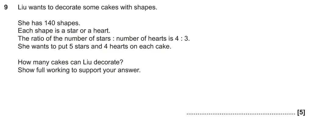 Question 9 - GCSE OCR Foundation Maths Past Paper 1 (Calculator) - November 2018