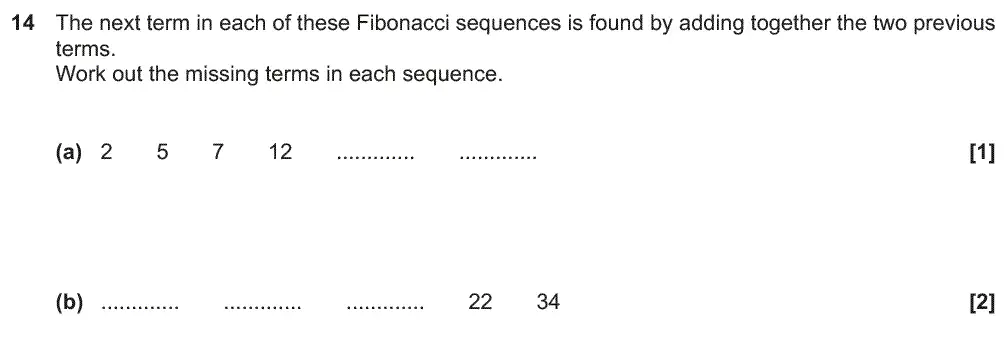 Question 14 - GCSE OCR Foundation Maths Past Paper 2 (Non-Calculator) - November 2018