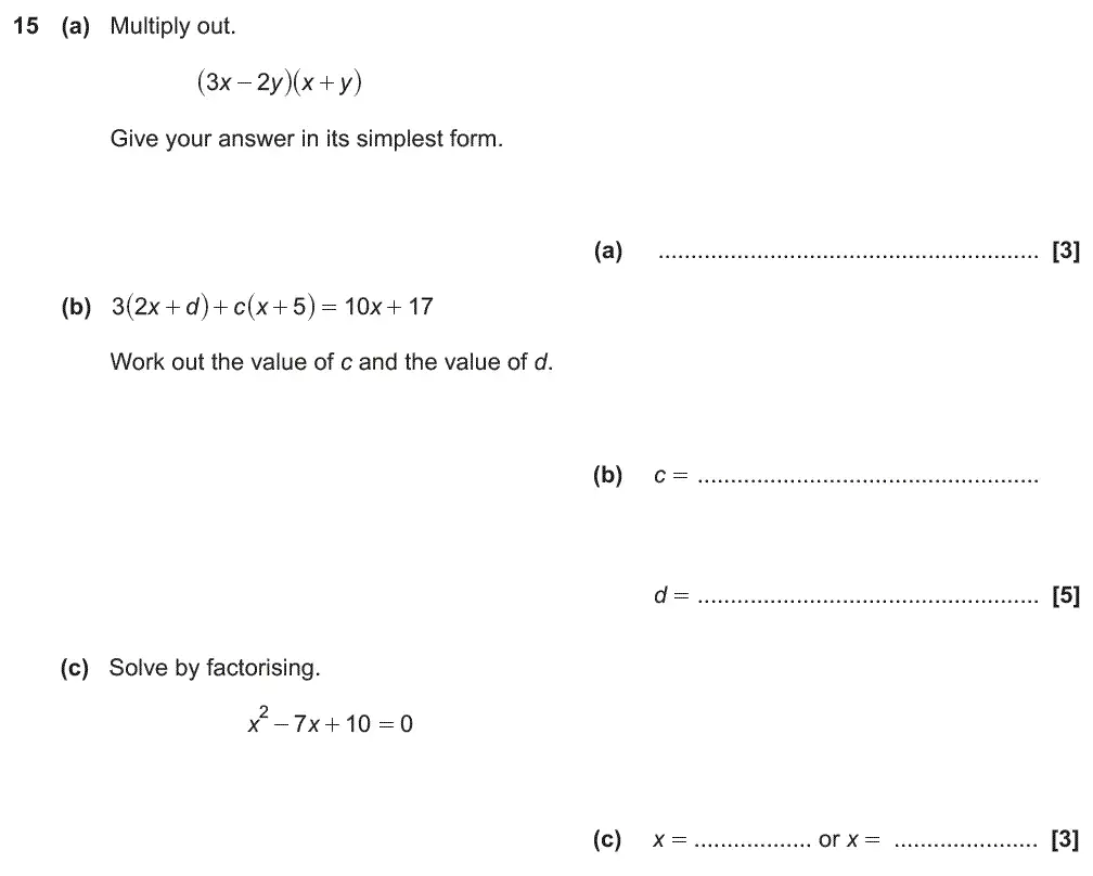 Question 15 - GCSE OCR Foundation Maths Past Paper 2 (Non-Calculator) - November 2018