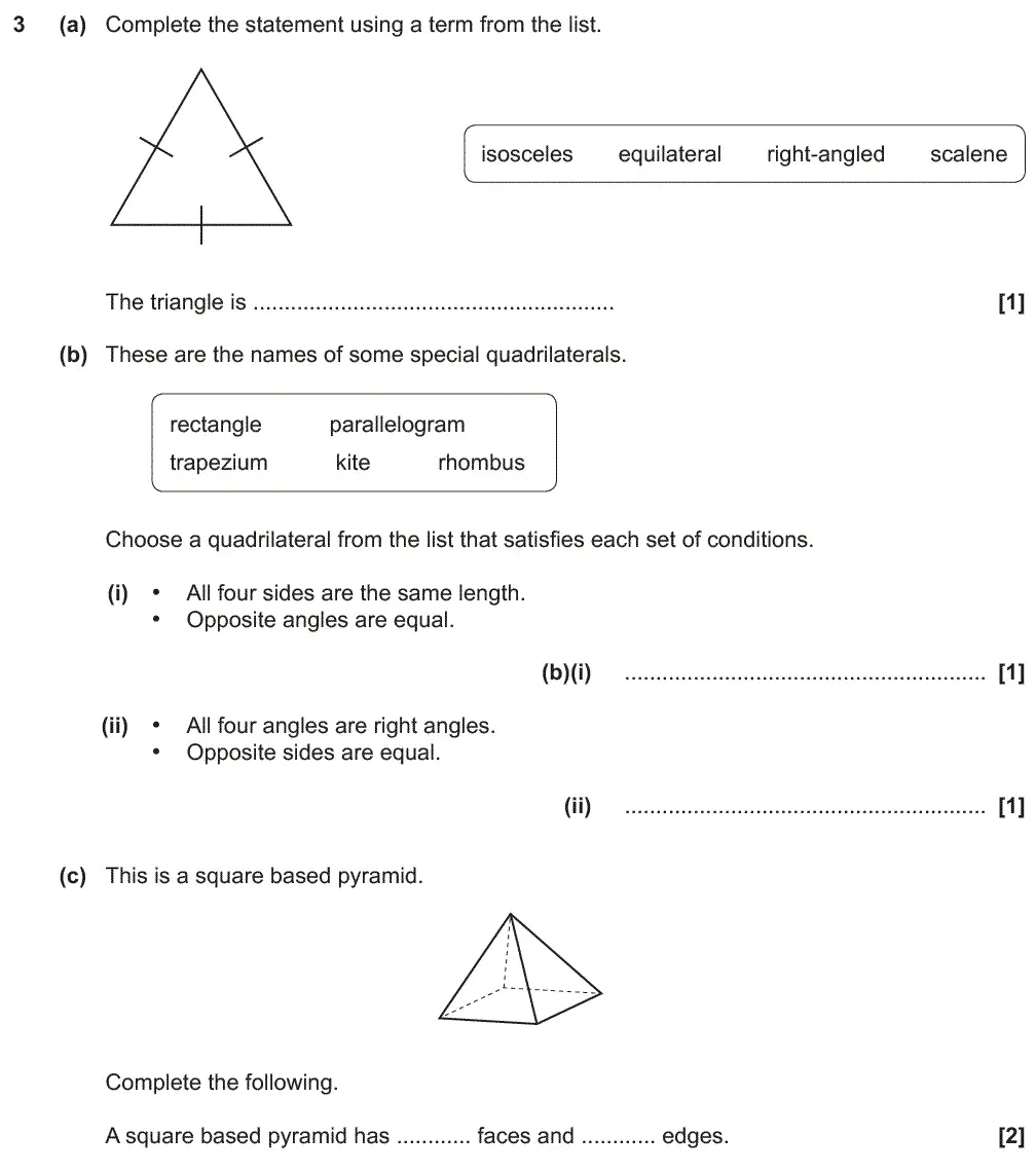 Question 3 - GCSE OCR Foundation Maths Past Paper 2 (Non-Calculator) - November 2018