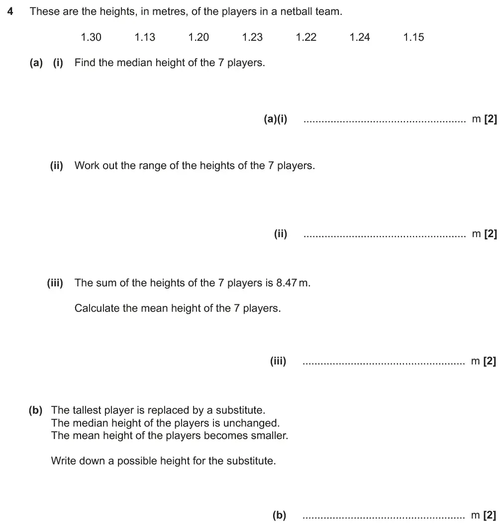 Question 4 - GCSE OCR Foundation Maths Past Paper 2 (Non-Calculator) - November 2018