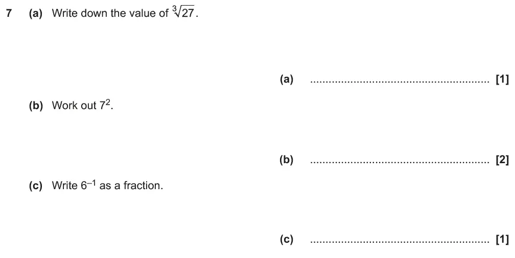 Question 7 - GCSE OCR Foundation Maths Past Paper 2 (Non-Calculator) - November 2018