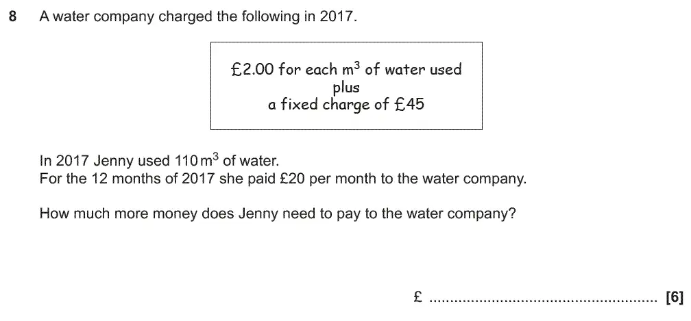Question 8 - GCSE OCR Foundation Maths Past Paper 2 (Non-Calculator) - November 2018