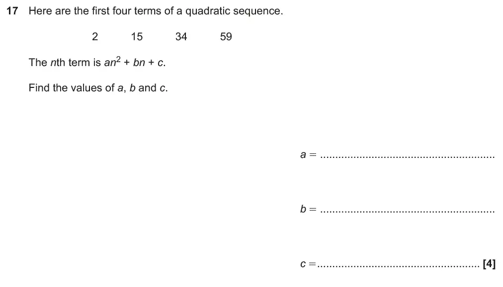 Question 17 - GCSE OCR Higher Maths Past Paper 4 (Calculator) - November 2018