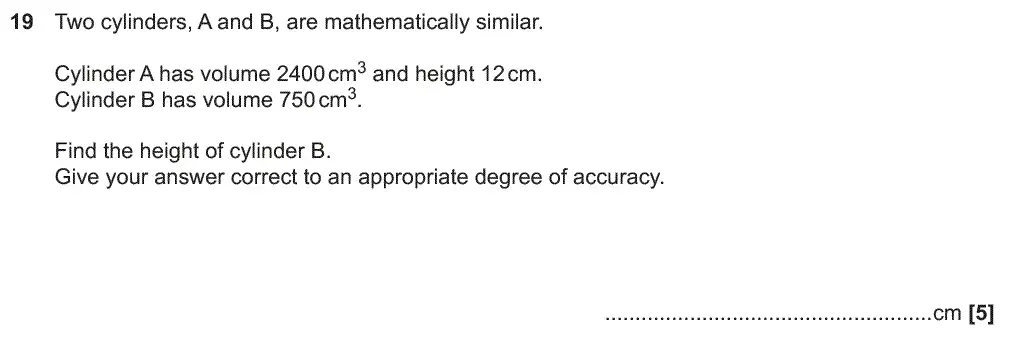 Question 19 - GCSE OCR Higher Maths Past Paper 4 (Calculator) - November 2018
