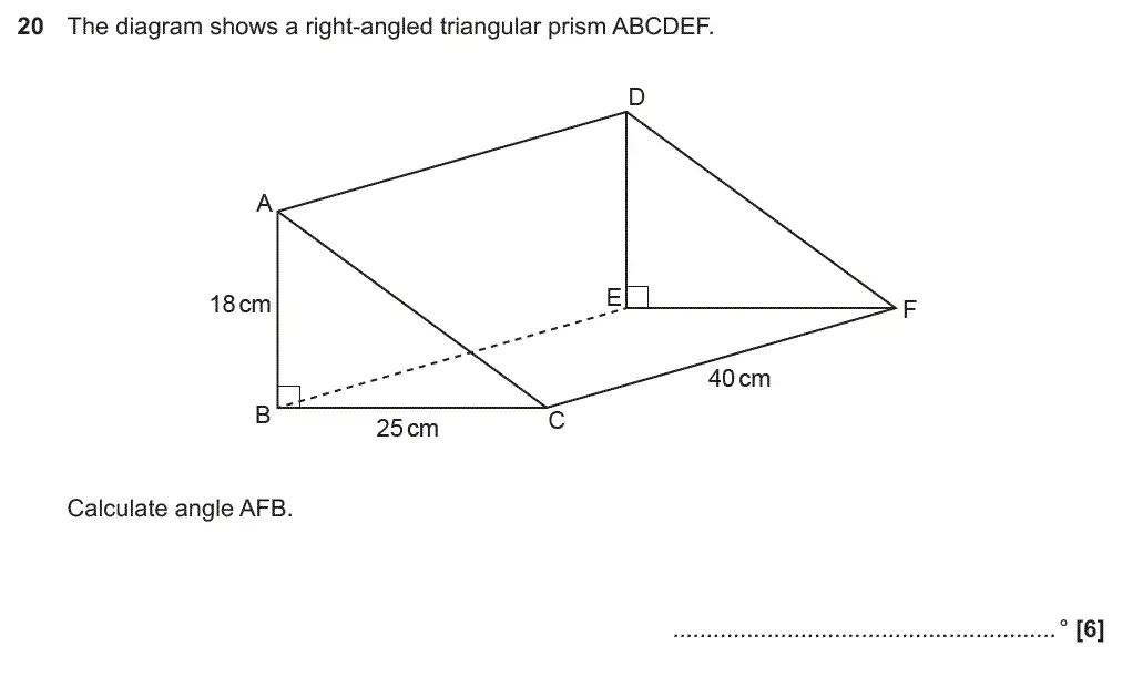 Question 20 - GCSE OCR Higher Maths Past Paper 4 (Calculator) - November 2018
