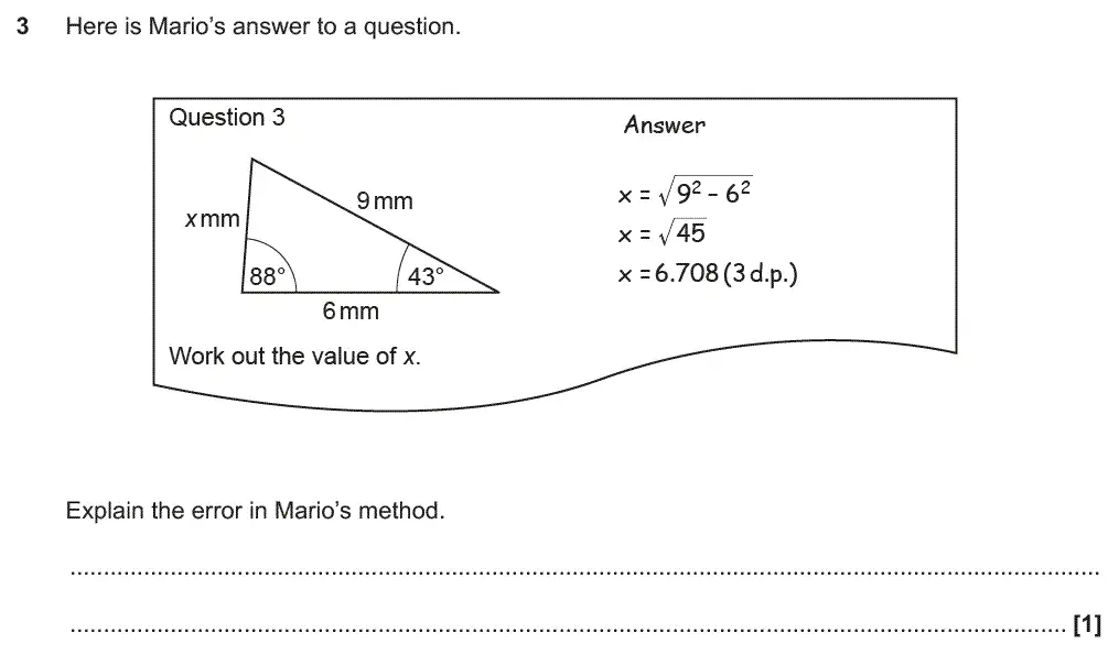 Question 3 - GCSE OCR Higher Maths Past Paper 4 (Calculator) - November 2018
