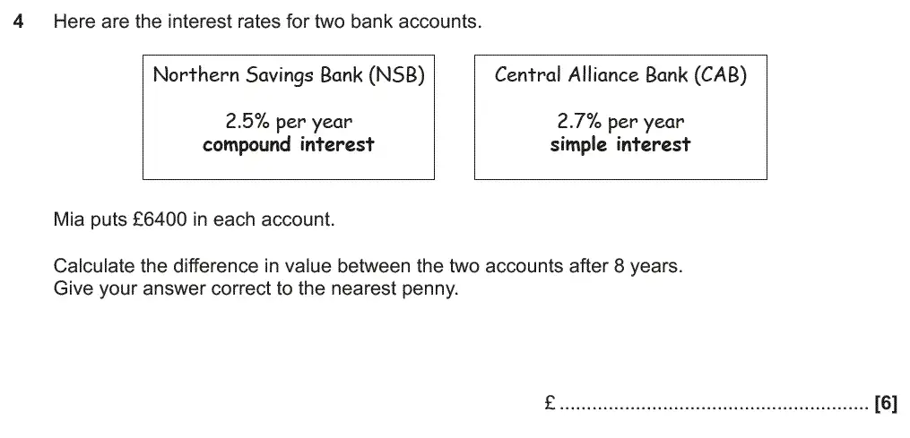 Question 4 - GCSE OCR Higher Maths Past Paper 4 (Calculator) - November 2018