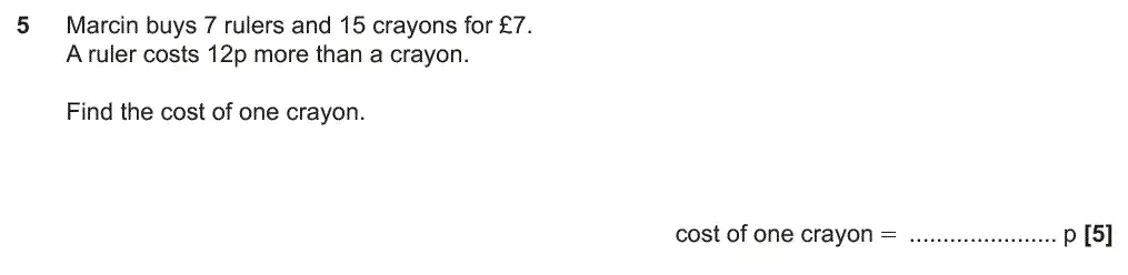 Question 5 - GCSE OCR Higher Maths Past Paper 4 (Calculator) - November 2018