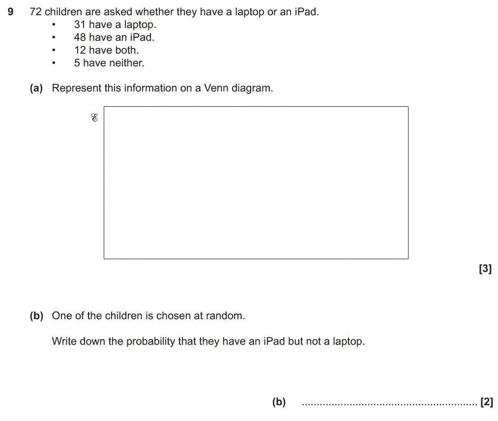 Question 9 - GCSE OCR Higher Maths Past Paper 4 (Calculator) - November 2018