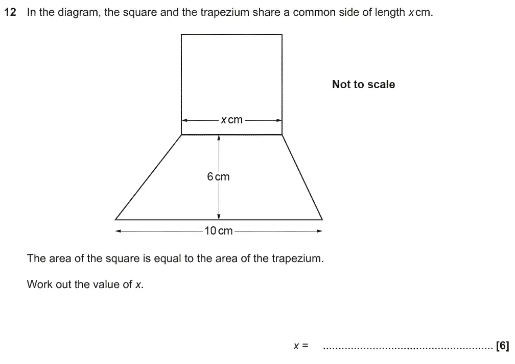 Question 12 - GCSE OCR Higher Maths Past Paper 6 (Calculator) - November 2018