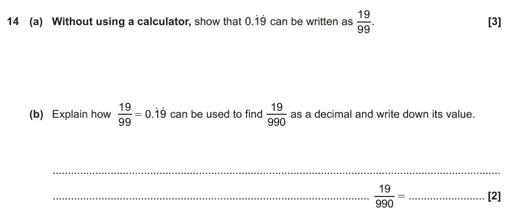 Question 14 - GCSE OCR Higher Maths Past Paper 6 (Calculator) - November 2018
