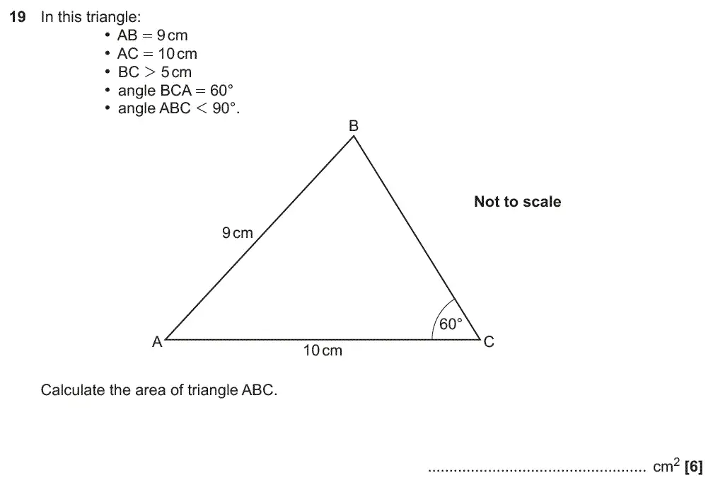 Question 19 - GCSE OCR Higher Maths Past Paper 6 (Calculator) - November 2018