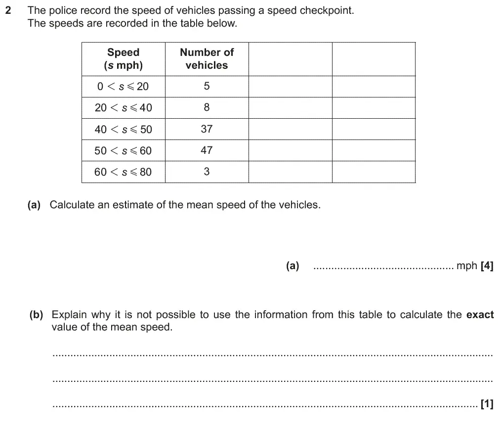 Question 2 - GCSE OCR Higher Maths Past Paper 6 (Calculator) - November 2018