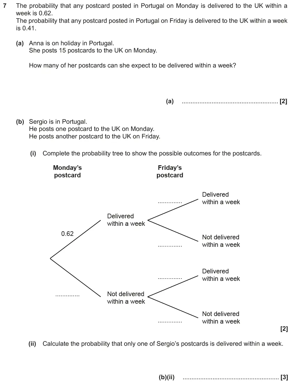 Question 7 - GCSE OCR Higher Maths Past Paper 6 (Calculator) - November 2018