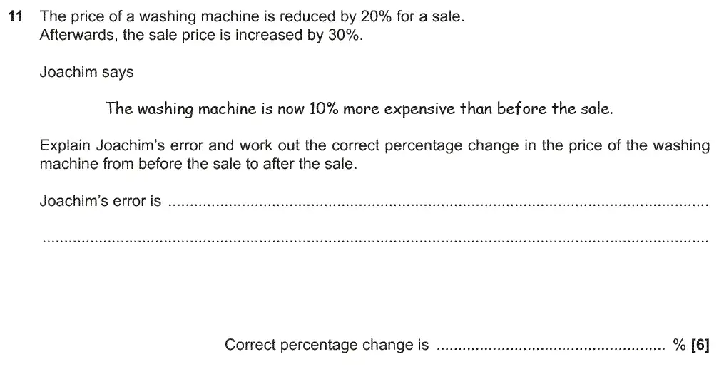 Question 11 - GCSE OCR Higher Maths Past Paper 5 (Non-Calculator) - November 2018