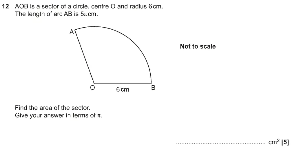 Question 12 - GCSE OCR Higher Maths Past Paper 5 (Non-Calculator) - November 2018