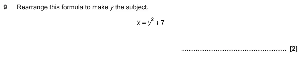 Question 9 - GCSE OCR Higher Maths Past Paper 5 (Non-Calculator) - November 2018