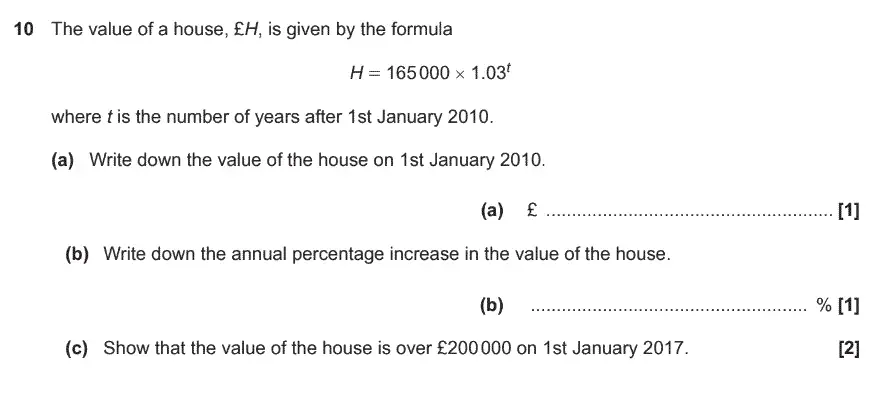 Question 10 - GCSE OCR Higher Maths Past Paper 4 (Calculator) - November 2019