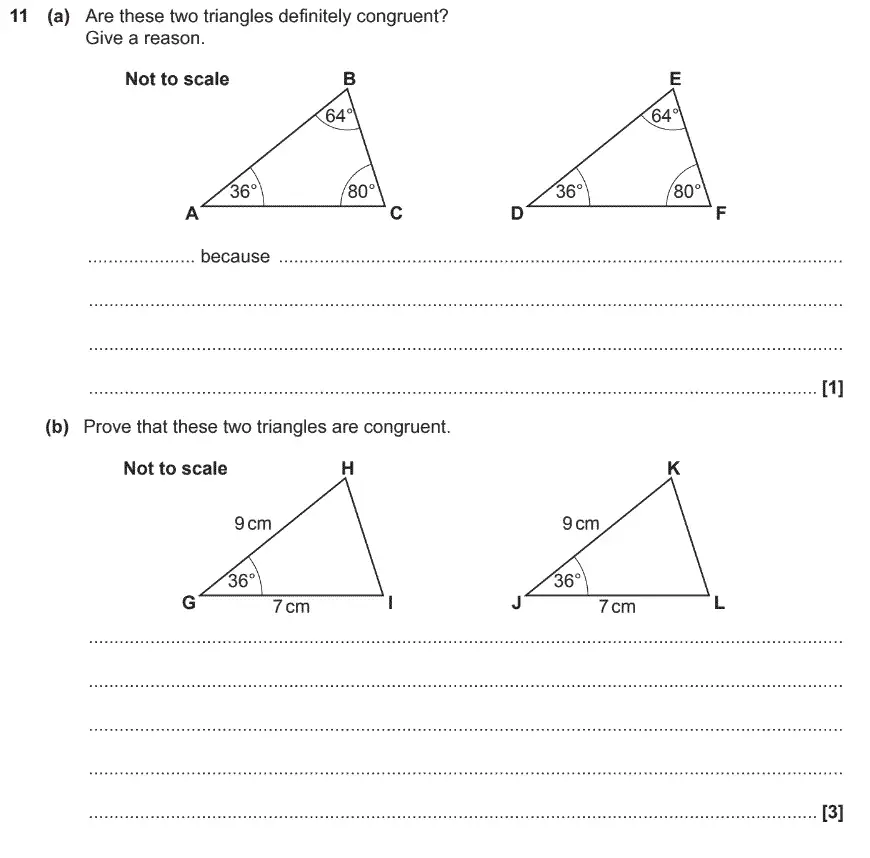 Question 11 - GCSE OCR Higher Maths Past Paper 4 (Calculator) - November 2019