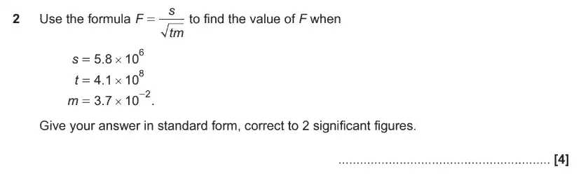 Question 2 - GCSE OCR Higher Maths Past Paper 4 (Calculator) - November 2019