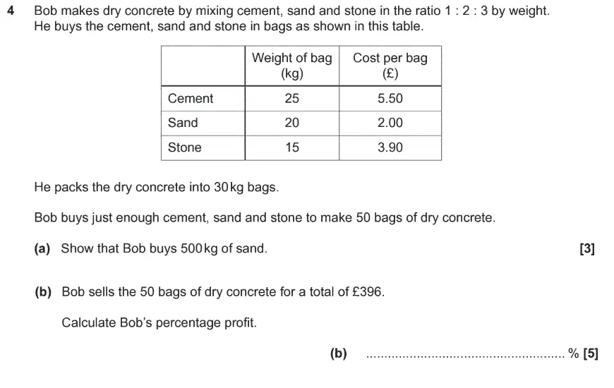Question 4 - GCSE OCR Higher Maths Past Paper 4 (Calculator) - November 2019