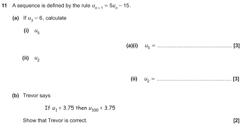 Question 11 - GCSE OCR Higher Maths Past Paper 6 (Calculator) - November 2019