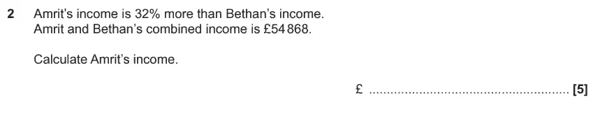 Question 2 - GCSE OCR Higher Maths Past Paper 6 (Calculator) - November 2019