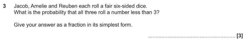 Question 3 - GCSE OCR Higher Maths Past Paper 6 (Calculator) - November 2019