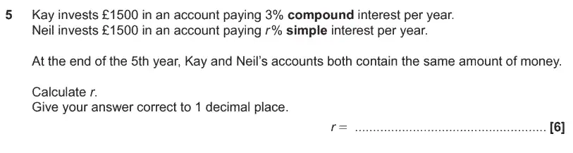 Question 5 - GCSE OCR Higher Maths Past Paper 6 (Calculator) - November 2019