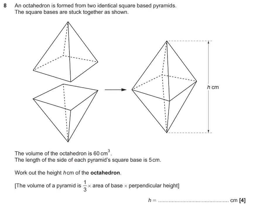 Question 8 - GCSE OCR Higher Maths Past Paper 6 (Calculator) - November 2019